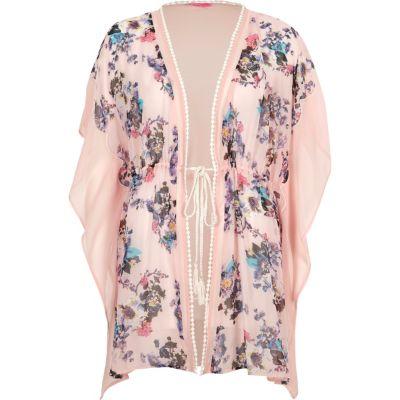 River Island Womens Floral Print Scallop Trim Kaftan