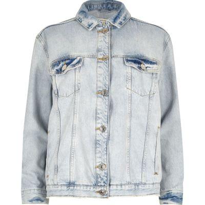 River Island Womens Ripped Diamant Denim Jacket