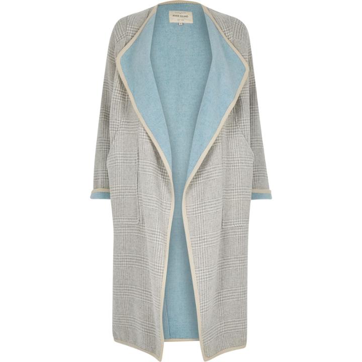 River Island Womens Check Drape Slouchy Maxi Coat