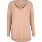 River Island Womens Knit Lace Trim V Neck Sweater