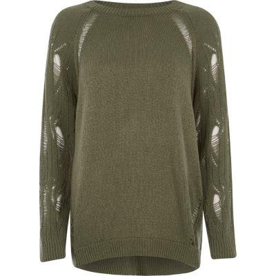 River Island Womens Ladder Knit Raglan Sleeve Jumper