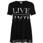 River Island Womens 'live And Laugh' Mesh Hem T-shirt
