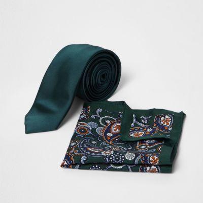 River Island Mens Paisley Print Tie And Pocket Square