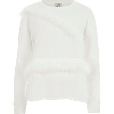 River Island Womens Feather Trim Sweatshirt