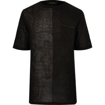 River Island Mens Spliced Knit Mesh Oversized T-shirt