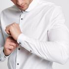 River Island Mens White Tailored Fit Penny Collar Shirt