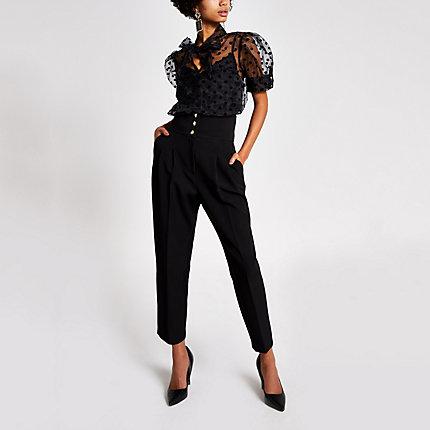 River Island Womens Polka Dot Short Puff Sleeve Top
