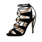 River Island Womens Suede Caged Lace Up Heels