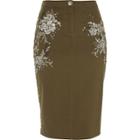 River Island Womens Embroidered Pencil Skirt