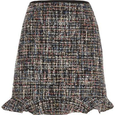 River Island Womens Boucle Frill Hem Mini Skirt