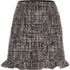 River Island Womens Boucle Frill Hem Mini Skirt