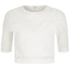 River Island Womens White Embroidered Mesh Crop Top