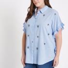 River Island Womens Plus Embellished Frill Side Shirt