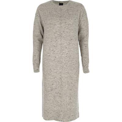 River Island Womens Neppy Long Sleeve Knitted Midi Dress