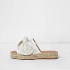 River Island Womens White Laser Cut Bow Espadrille Mules