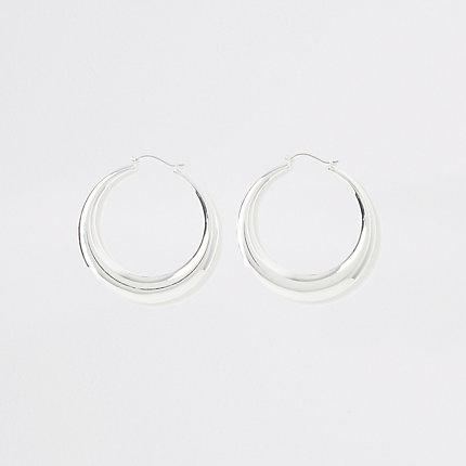 River Island Womens Silver Colour Hoop Statement Earrings