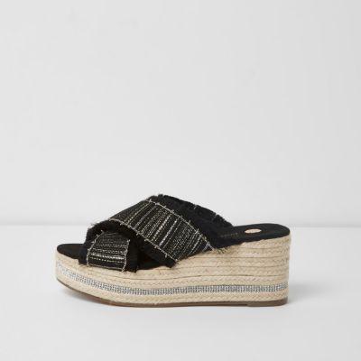 River Island Womens Woven Chain Trim Espadrille Wedges
