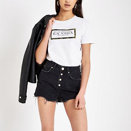 River Island Womens Annie Washed High Waist Shorts