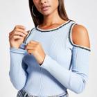 River Island Womens Cold Shoulder Embellished Fitted Top