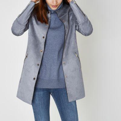 River Island Womens Faux Suede Edge To Edge Coat