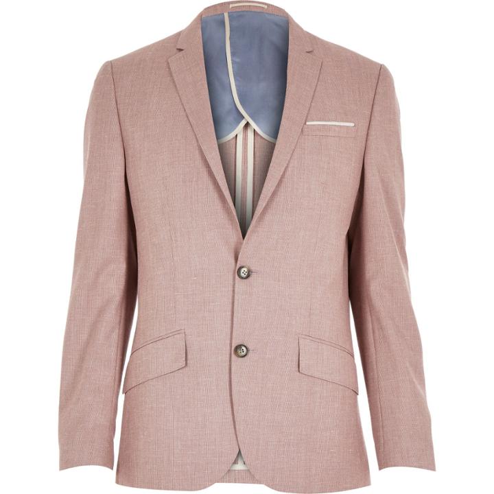 River Island Mensred Linen-blend Smart Blazer