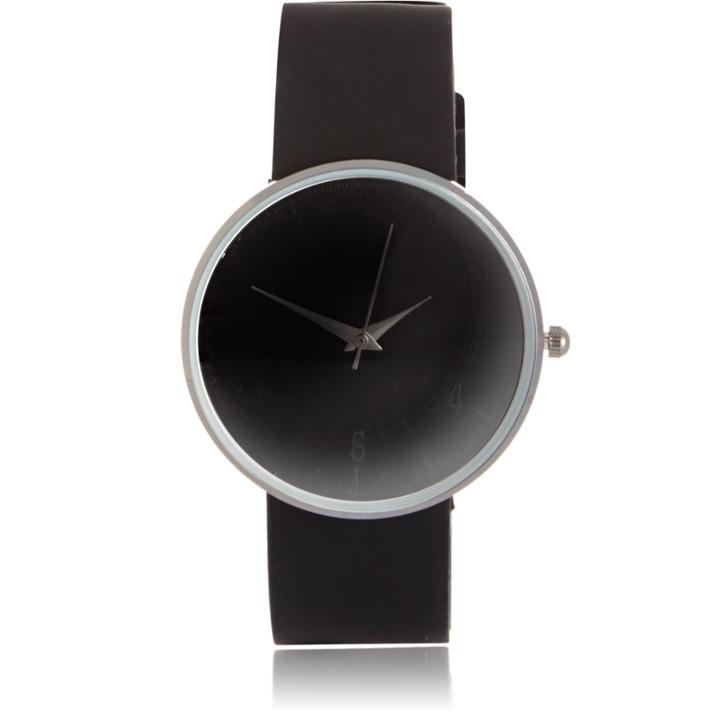 River Island Mensblack Minimal Rubber Watch