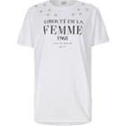 River Island Womens White 'femme' Eyelet T-shirt