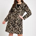 River Island Womens Plus Leopard Print Belted Robe Coat
