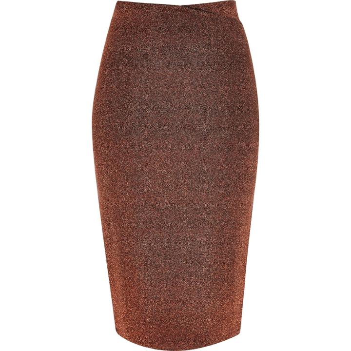 River Island Womens Metallic Wrap Top Pencil Skirt
