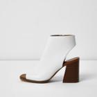 River Island Womens White Stacked Heel Peeptoe Shoe Boots