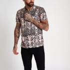 River Island Mens Snake Print Short Sleeve Revere Shirt