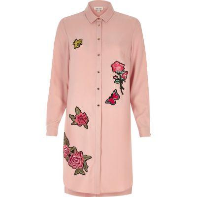 River Island Womens Rose Badge Longline Shirt Dress