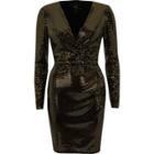 River Island Womens Gold Metallic Mirror Dot Sequin Bodycon Dress