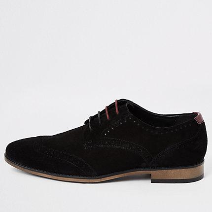 River Island Mens Wide Fit Suede Lace-up Brogues