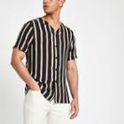 River Island Mens Stripe Baseball Neck Short Sleeve Shirt