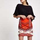 River Island Womens Tassel Embroidered Mini Skirt