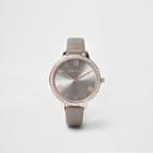 River Island Womens And Rose Gold Tone Rhinestone Face Watch