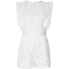 River Island Womens White Lace Frill Sleeveless Playsuit