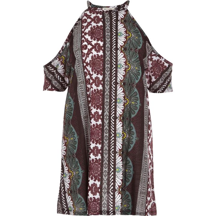 River Island Womens Tile Print Cold Shoulder Tunic