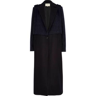 River Island Womens Textured Two-tone Maxi Coat