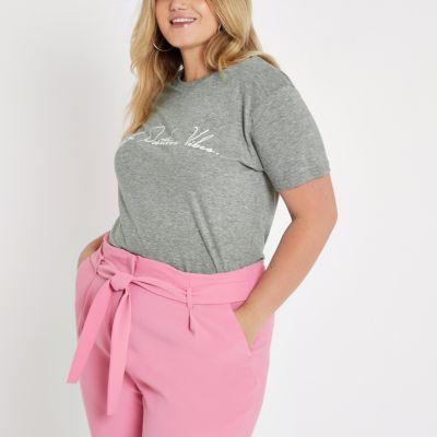 River Island Womens 'positive Vibes' Fitted T-shirt