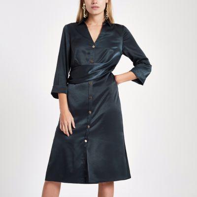 River Island Womens Twist Front Midi Shirt Dress