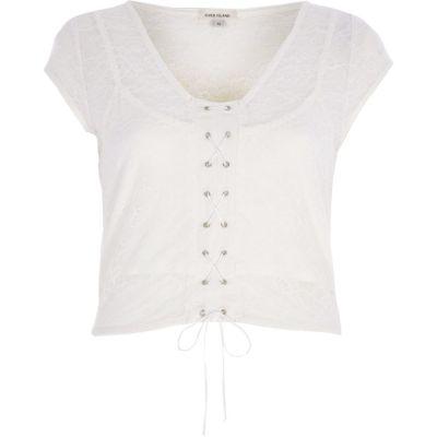 River Island Womens Lace Corset Front Crop Top
