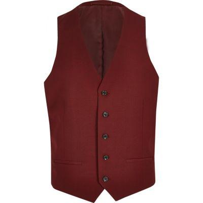 River Island Mensred Suit Waistcoat