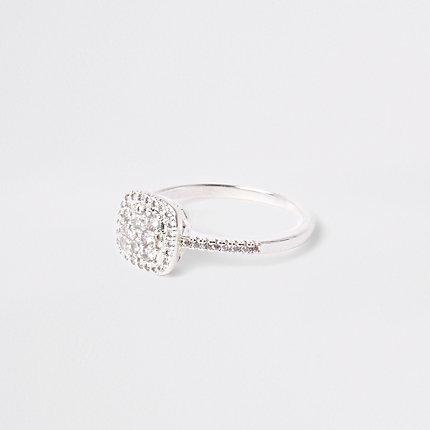 River Island Womens Silver Tone Square Rhinestone Pave Ring