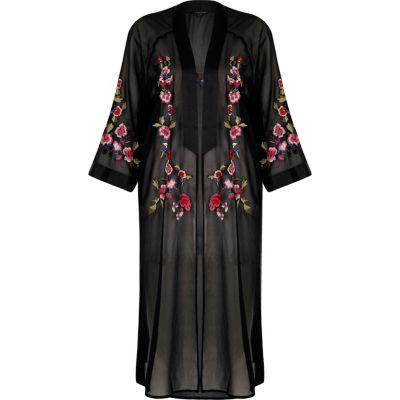 River Island Womens Sheer Floral Embroidered Kimono