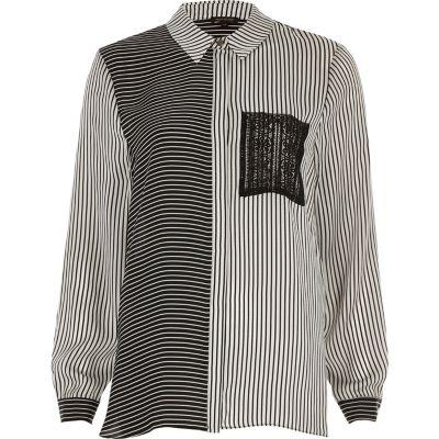River Island Womens Contrast Stripe Print Shirt
