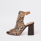 River Island Womens Wide Fit Snake Print Shoe Boot