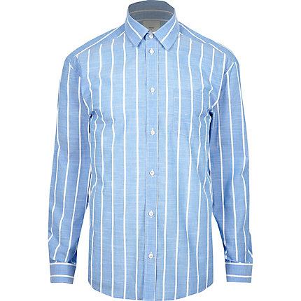 River Island Mens Minimum Stripe Long Sleeve Shirt