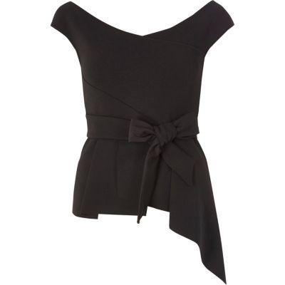 River Island Womens Asymmetric Peplum Hem Bardot Top